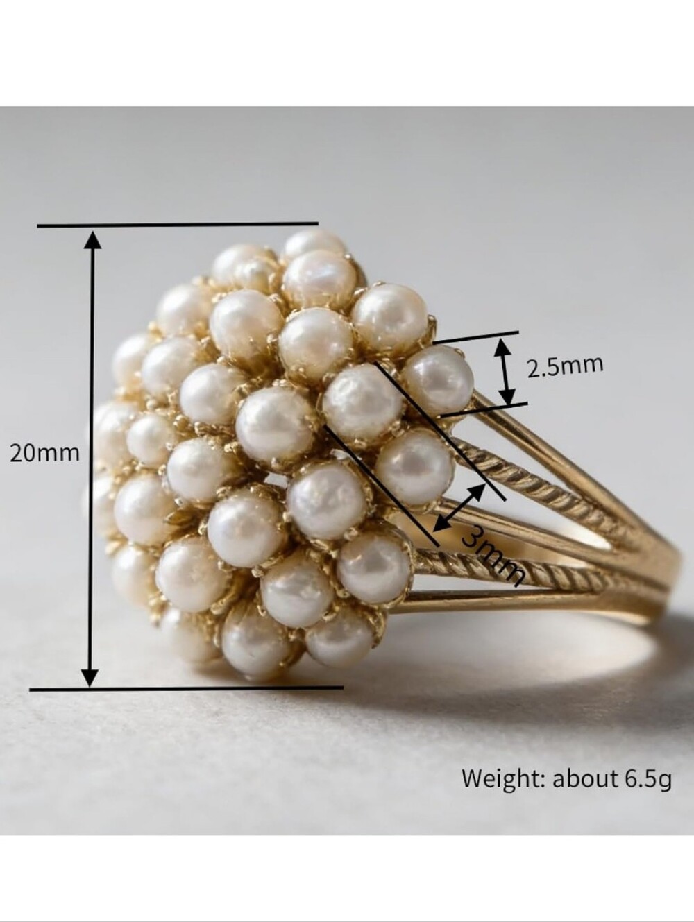Cluster Pearl Statement Ring - White Pearls - Picture 13 of 16